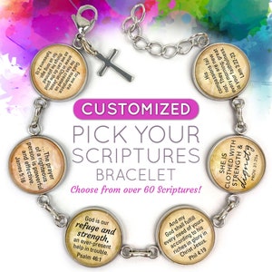 Pick Your Own Scriptures Bracelet – Choose Your Favorite Bible Verses to Create this Unique Christian Gift – 7.5&quot; - 8.75&quot;