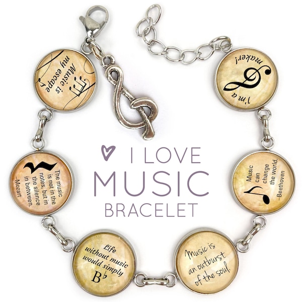Music Charm Bracelet Etsy
