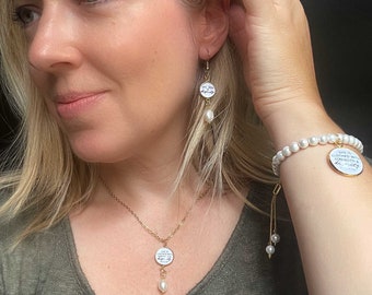 Pearl Scripture Jewelry Set: Proverbs 31 Bracelet, Necklace, Earrings