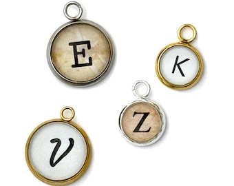 Personalized Initial Tiny Glass Charm, 8mm or 12mm