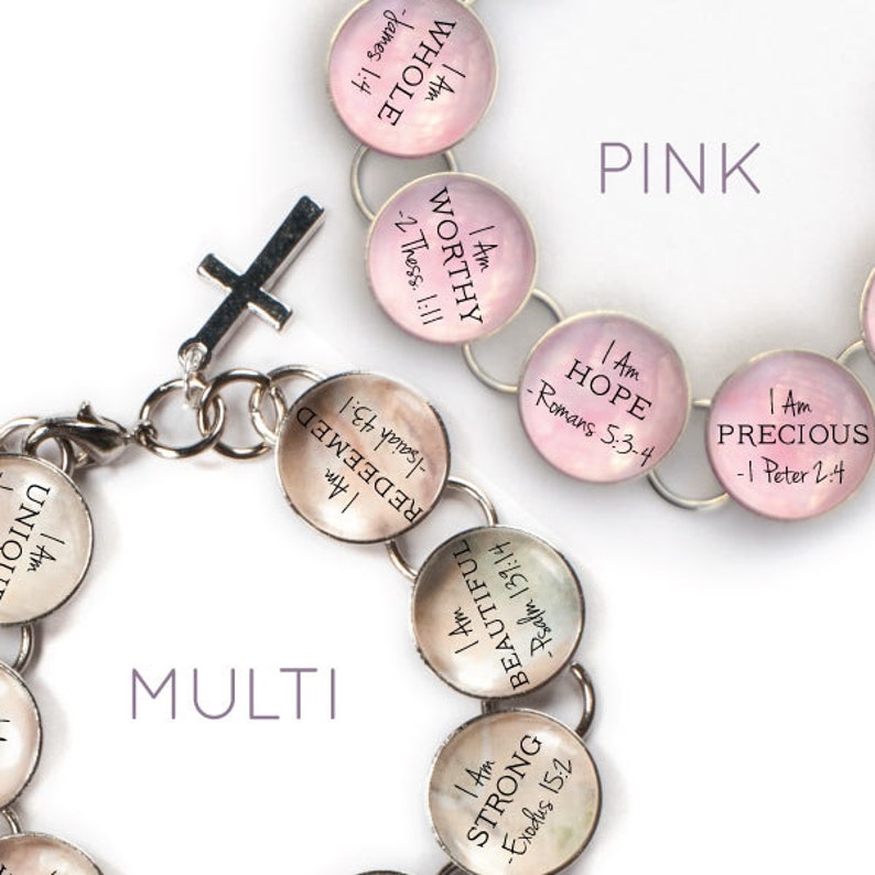 I Am Scripture Glass Charm Bible Verse Bracelet Etsy