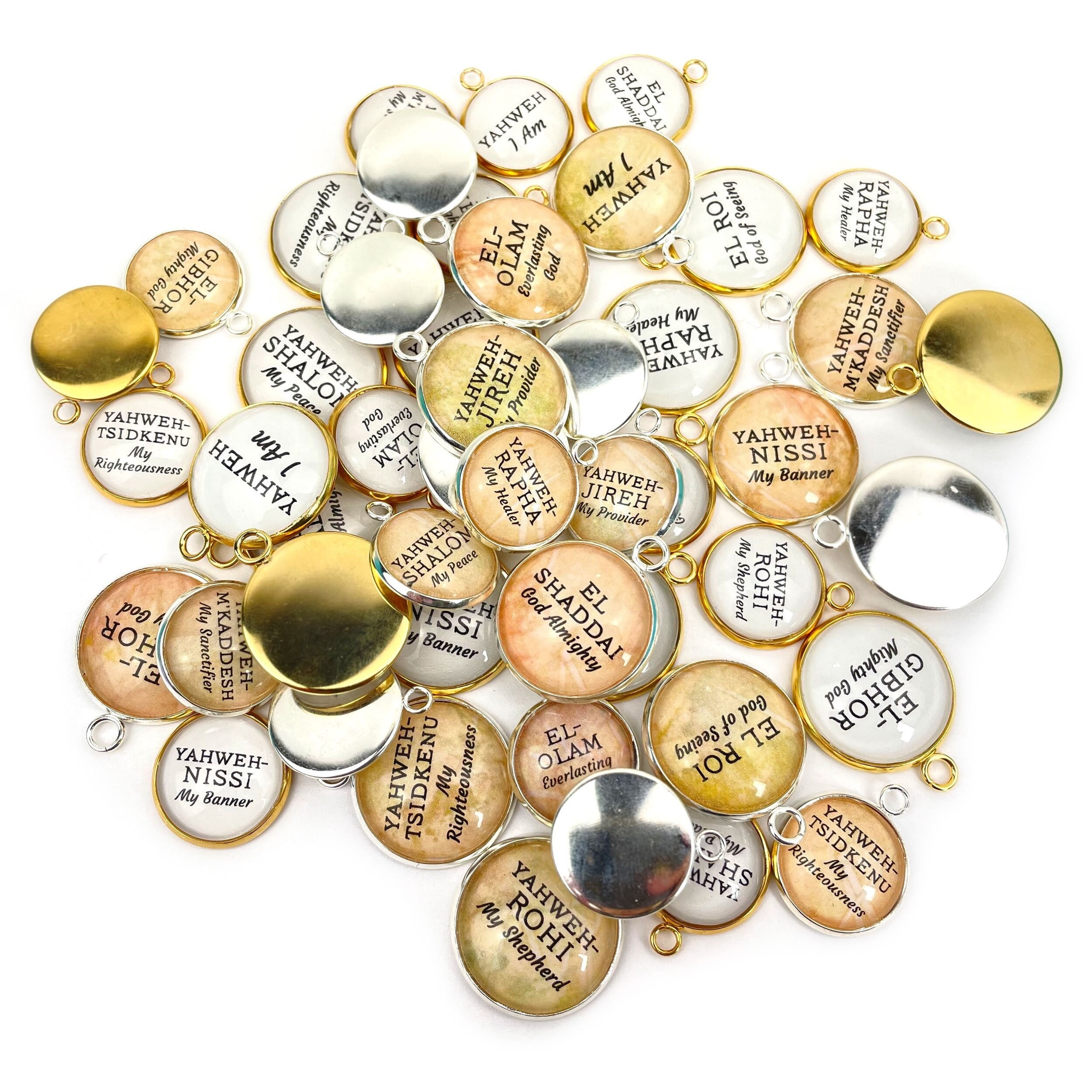 Encouragement Scriptures Set of Encouraging Jewelry Making Charms 16mm / Silver / 4 Sets (48 Charms)