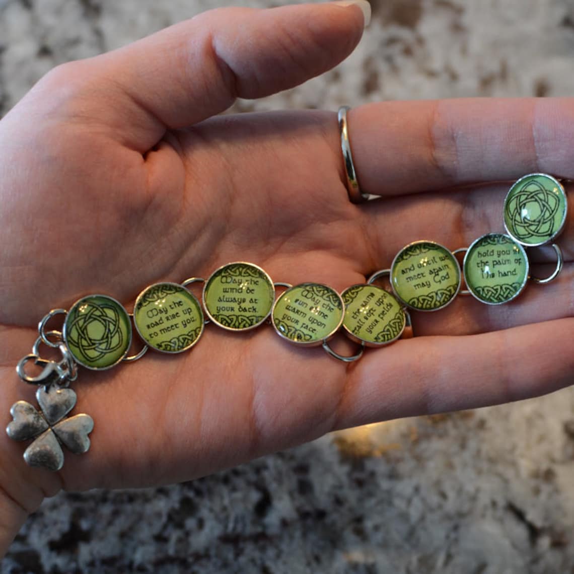 Irish Blessing Charm Bracelet with Celtic Rose Design Etsy