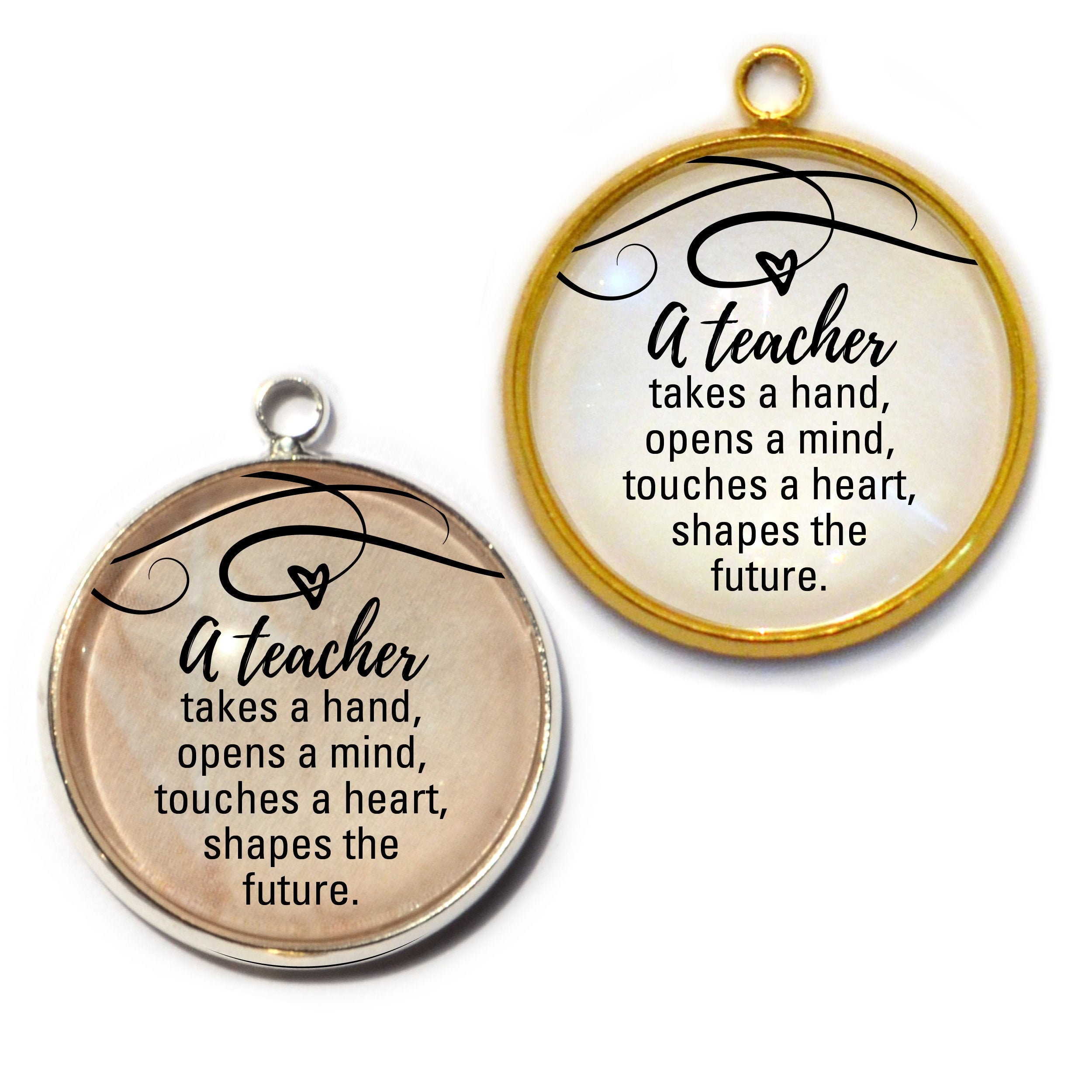 Teacher Charm for Jewelry Making 20mm Silver Gold Teacher Etsy