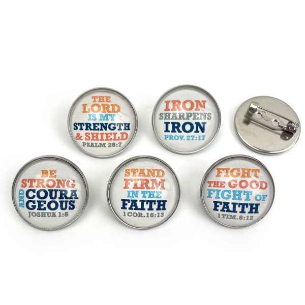 Iron Sharpens Iron – Set of Glass Pinback Buttons, Lapel Pins