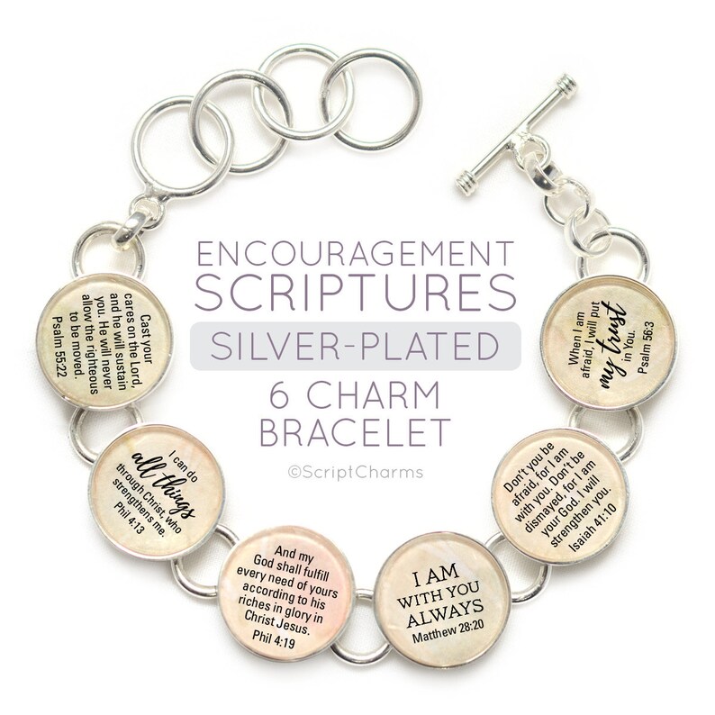Encouragement Scriptures Silverplated Bible Verse Charm Etsy