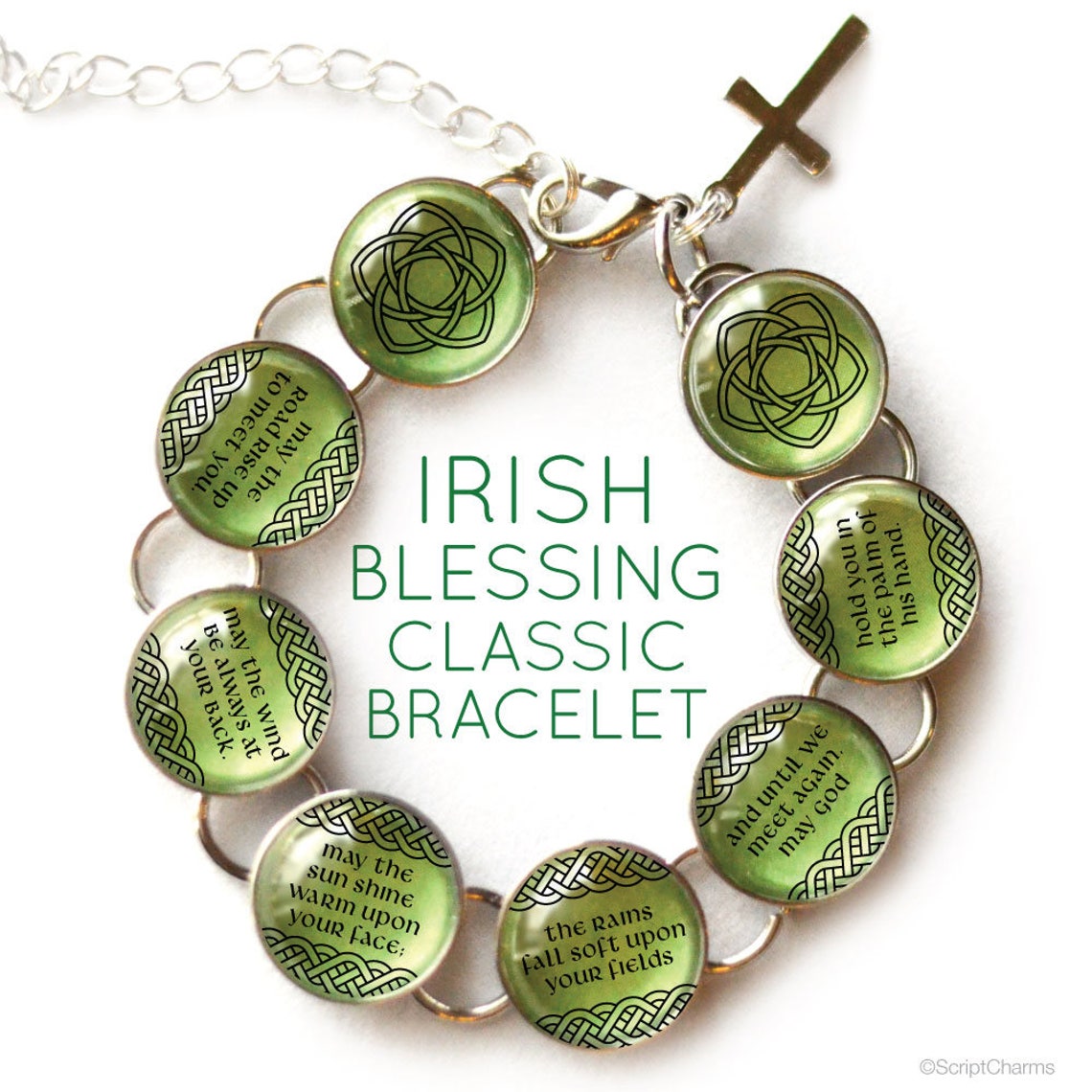 Irish Blessing Charm Bracelet with Celtic Rose Design Etsy