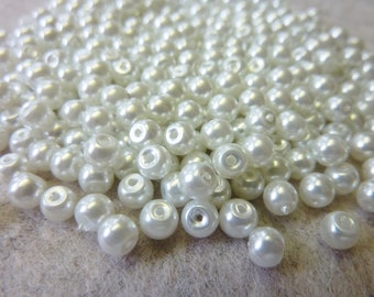 50 pieces DIY jewelry supplies 4mm silver glass pearl beads