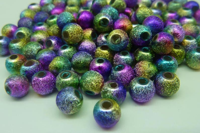 8mm Mixed Colour 50 x Acrylic Beads Round Fluorescent