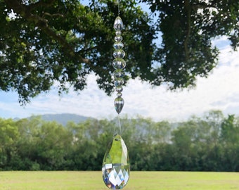 Sparkling Crystal Clear Bead Hanging Window Sun Catcher Medium Pendant 39cm