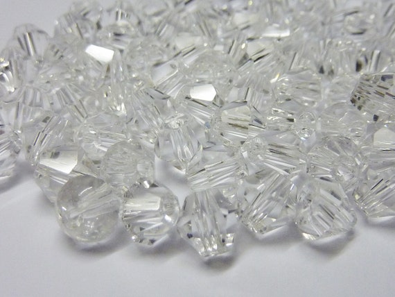 80 pce Faceted Bicone Pink Crystal Glass Beads 6mm Jewellery Making Craft
