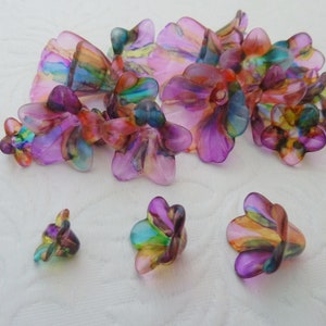 Hand Painted Flower Beads 28 pieces Various Shapes and Sizes 10mm to 20mm