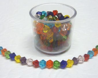 120pcs Colour Mix Bicone Glass Beads 4mm Jewellery Making FREE POST