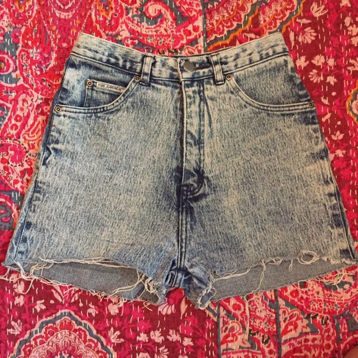 Pure Jeanswear Acid Wash High Waist Cut-Off Shorts 26 | Etsy
