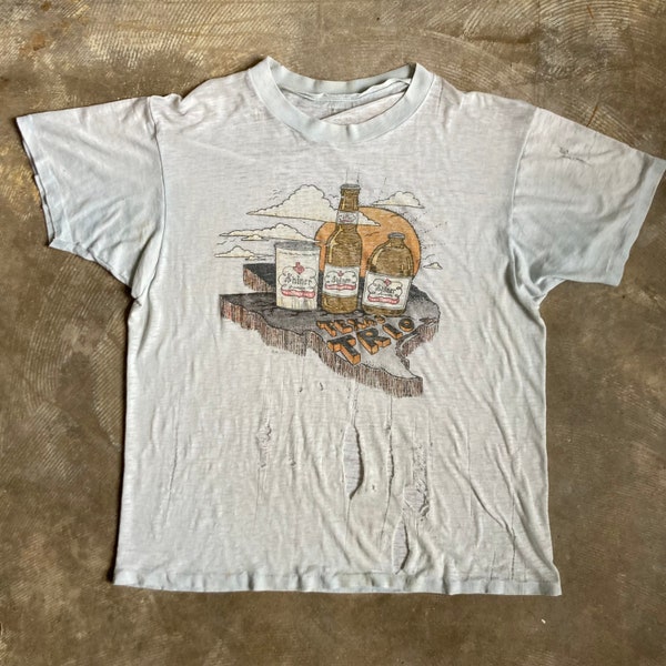 1970s Shiner Bock Texas Trio Ghost Tshirt Single Stitch Trashed