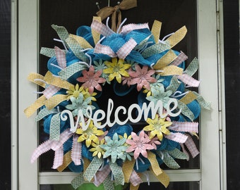 Welcome Spring/Summer Deco Mesh Wreath