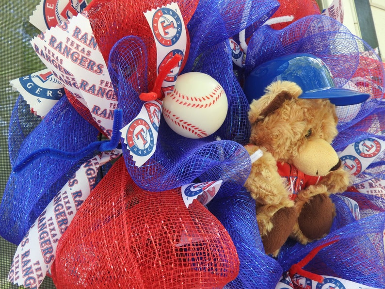 Texas Ranger Baseball Deco Mesh Wreath Etsy