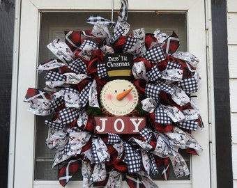 Days' Till Christmas Snowman Countdown Deco Mesh Wreath