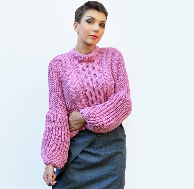 Chunky Knit Sweater, Cable Knit Sweater, Oversized Knit Sweater, Loose ...