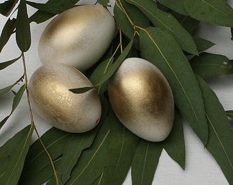 FRI-Collection 3 x goose eggs - Easter eggs in white and gold for your Easter decoration