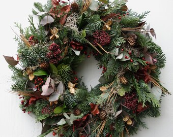FRI-Collection Advent wreath door wreath tone-on-tone freshly bound