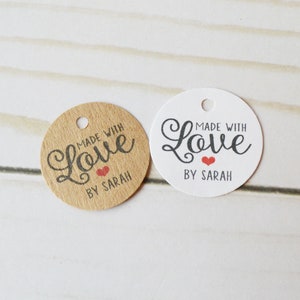 Made with Love - Mini 1 inch or 1.25 inch tags - Custom Gift, Merchandise Tags, Hang Tags, Gift Tags and Jewelry Tags