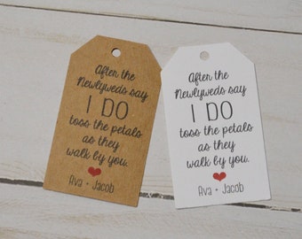 Petal Toss, Flower Cone, Lavender Toss, Pom Pom toss, Bubble tags - White Matte of Kraft Brown Label Gift Tags
