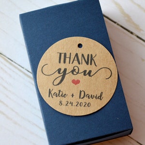 Thank You 1.5 inch or 2 inch Round Kraft Small Label Tags - Custom Wedding Favor Tags, Hang Tags & Gift Tags