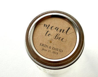 2" Meant to Bee Round Sticker Label Tags - Custom Wedding Favor Stickers & Gift Labels - Meant to Bee Kraft