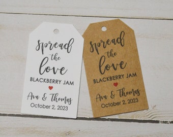 Etiquetas para regalos de boda, etiquetas para mermelada, etiquetas colgantes y etiquetas para regalo (etiquetas blancas o marrones kraft) de 1,25 x 2,25 pulgadas.