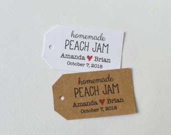 Jam, jalea, miel, personalizado boda favor etiquetas, etiquetas de atasco, etiquetas colgantes & etiquetas de regalo - blanco o Kraft etiquetas de etiqueta marrón - 1.25 x 2.25