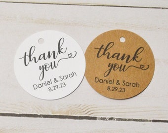 Etiquetas redondas mate de agradecimiento, color kraft o blanco - Etiquetas personalizadas para regalos de boda, mermeladas y regalos - Disponibles en 1,5 o 2 pulgadas