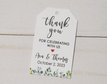 Thank you for celebrating with us favor Tags - Custom Wedding Favor & Gift Tags - Greenery, leaves, botanical