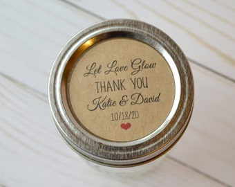 Kraft bruin 2" ronde Sticker Label Tags - bruiloft kaars Sticker etiketten - Let Love Glow