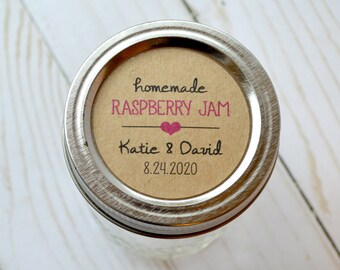 2" Round Sticker Label Tags - Custom Wedding Favor & Gift Tags - Homemade Jam Kraft