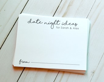 PRINTED Date Night Cards, Advice Cards for Weddings or Bridal Shower, Date Night Ideas - 4.25 x 5.5 card