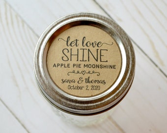 1.5" or 2" Round Sticker Label Tags - Custom Wedding Favor & Gift Tags - Let Love Shine - Moonshine stickers