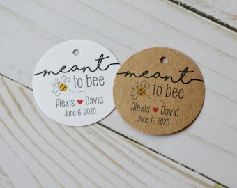 Meant to Bee 1,5 "oder 2" runde kleine Aufkleber - weiße oder kraftbraune kundenspezifische Hochzeitsumschlags