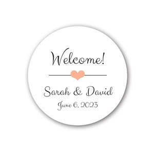 LARGE Glossy Round Sticker Labels - Wedding Favor & Gift Bag Labels, Hotel Bag Stickers, 2 inch, 2.5 inch or 3 1/3 inch