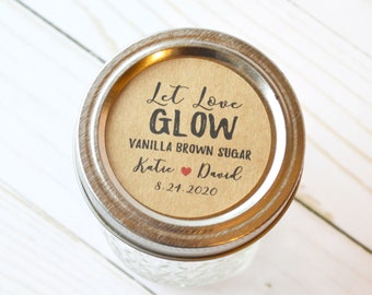 2" Kraft Brown Round Sticker Label Tags - Wedding Candle Sticker Labels - Let Love Glow