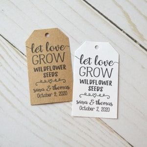 Lassen Sie Liebe wachsen Kraft braun oder weiß kleine Label-Tags - benutzerdefinierte Hochzeit Gunsten & Geschenkanhänger - Wahl der Farben