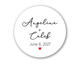 Custom Glossy Round Sticker Label Tags  - Custom Wedding Favor & Gift Tags, Bridal Shower