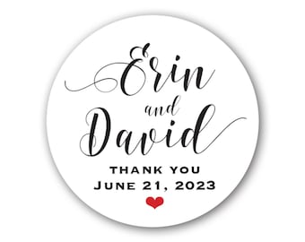 Thank You Glossy Round Sticker Label Tags  - Custom Wedding Favor & Gift Tags - Thank You Script