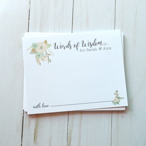 Advieskaarten, woorden van wijsheid kaarten voor bruiloften of bruids douche, wijsheid notecards-gedrukte 4,25 x 5,5 kaart