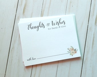 PRINTED Thoughts and Wishes Cards, Words of Wisdom Cards for Weddings or Bridal Shower, Advice & Wishes Notecards - 4.25 x 5.5 card