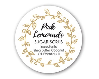 Custom Cosmetic Sticker Glossy Labels - Sugar Scrub, Lip Scrub, Body Butter, Lotion Labels, 1.5 inch, 2 inch size available