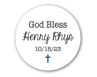 Doop Doop Communie God Bless tags, 1,5 inch of 2 inch ronde kleine label stickers - Aangepaste gunst & gift stickers