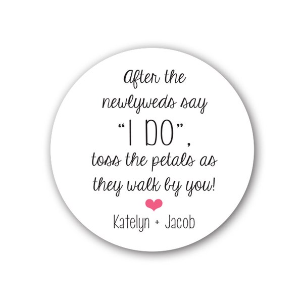 Petal Toss 1.5" or 2" Round Sticker Label Tags - Custom Wedding Favor & Gift Tags - Petal Toss, Flower Cone sticker