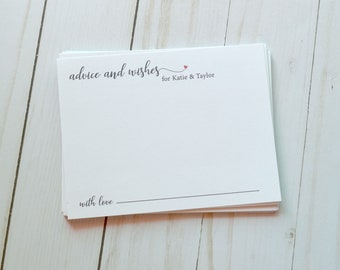 PRINTED Advice Cards, Words of Wisdom Cards for Weddings or Bridal Shower, Advice & Wishes Notecards - 4.25 x 5.5 card