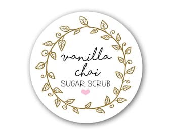 Custom Cosmetic Sticker Glossy Labels - Sugar Scrub, Lip Scrub, Lotion Labels, 1.5 inch, 2 inch size available